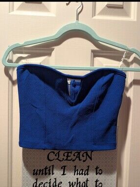 Bozzolo Cobalt Blue Strapless Crop Top
